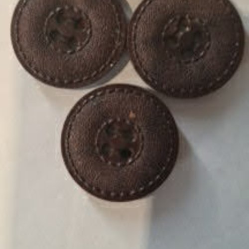 Bouton ronds marron imitation cuir 2.5 cm, b266