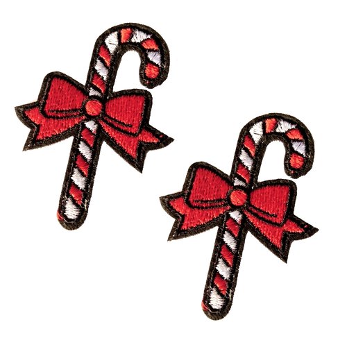 2 écussons brodés sucre d'orge patch thermocollant noël 6 cm