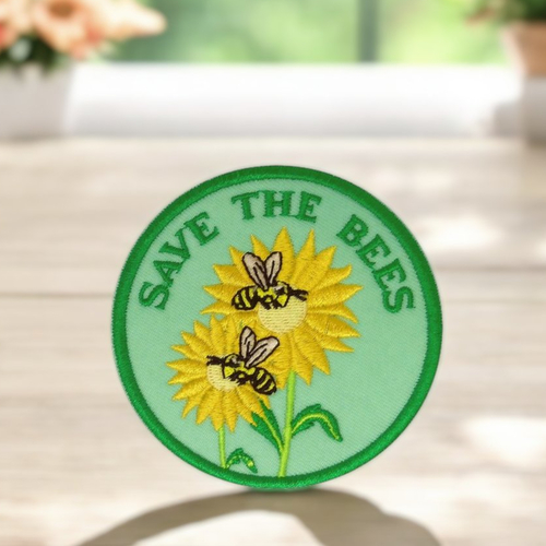 Ecusson save the bees, patch thermocollant brodé, sauvons les abeilles