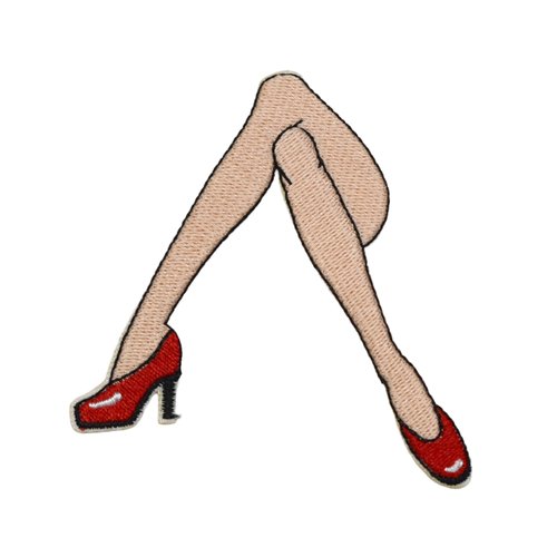 Patch brodé jambes, femme escarpins rouges, écusson thermocollant jambes pour customisation de vêtements et accessoires