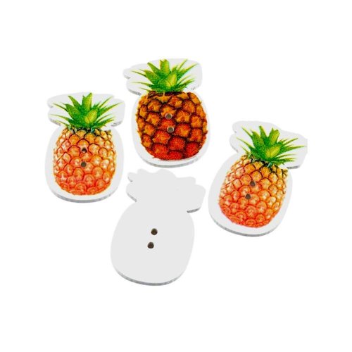 20 boutons ananas en bois, fruits, projets couture, boutons scrapbooking, 3,5 cm