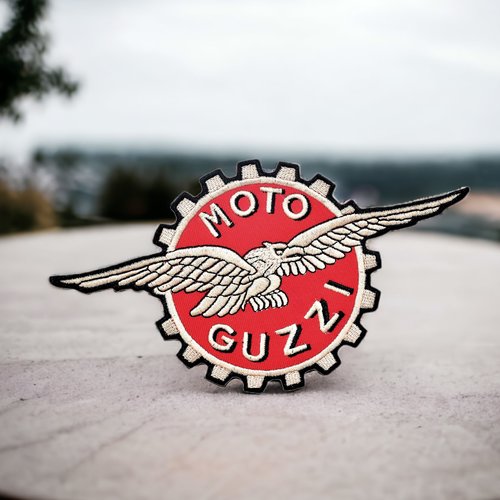 Patch moto guzzi, écusson brodé thermocollant biker, applique moto pour customisation de vêtements 16,7 cm 6.57&quot;