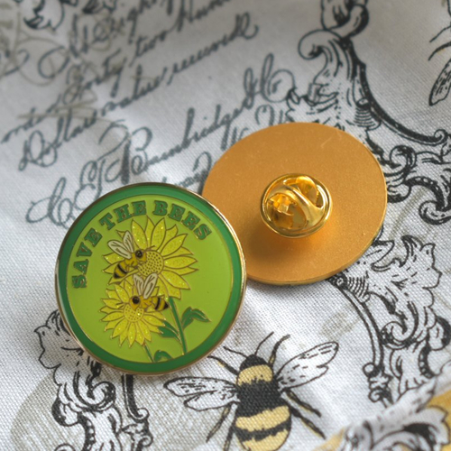 Épingle en émail abeille, pin's &quot;save the bees&quot;, épinglette protection des abeilles - broche cadeau 3 cm