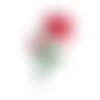Grand patch rose rouge, applique fleur écusson brodé thermocollant pour customisation de vêtements, 28,5 cm