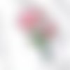 Patch fleur rose, appliqué fleur brodée - écusson thermocollant pour customisation de vêtements, 17 cm