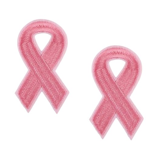 Pack de 2 écussons rubans roses, patchs octobre rose sensibilisation au cancer du sein 6 cm