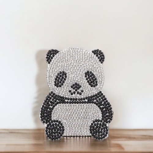 Ecusson petit panda en strass, patch bijou pour customisation 7 cm