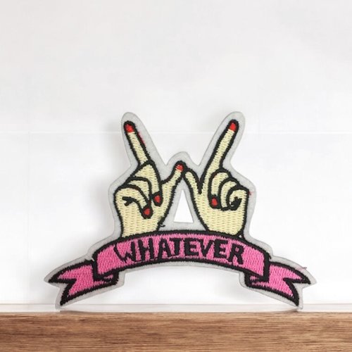 Patch main whatever, écusson brodé thermocollant girl power