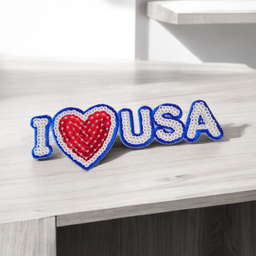 Patch sequins i love usa, 12 cm