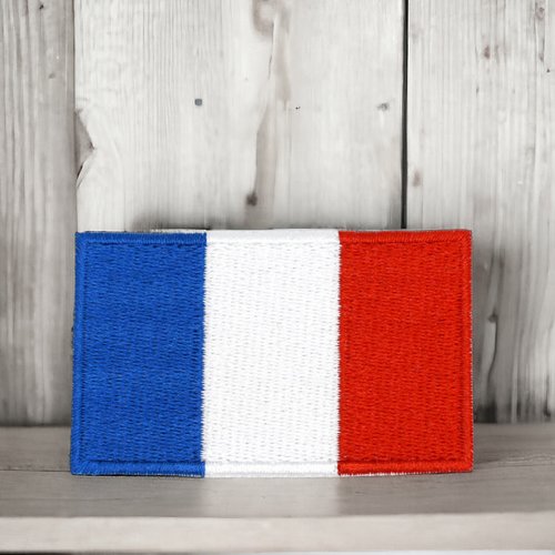 Patch brodé drapeau france, écusson thermocollant drapeau français, 6,2 cm