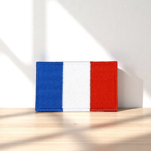 Patch brodé drapeau france, écusson thermocollant drapeau français, 6,2 cm