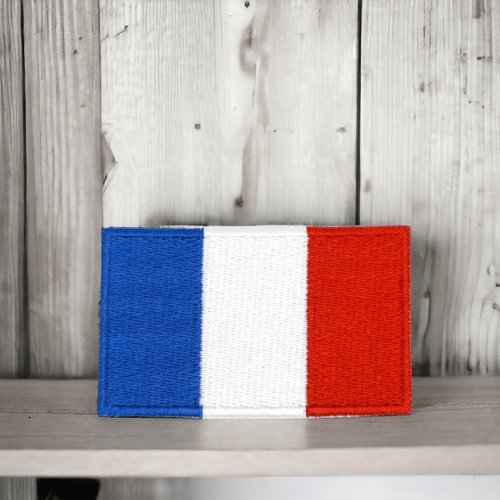 Patch brodé drapeau france, écusson thermocollant drapeau français, 8 cm
