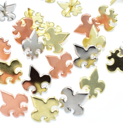 50 brads fleur de lys, 16 mm, attaches parisiennes lys pour scrapbooking et fabrication de cartes