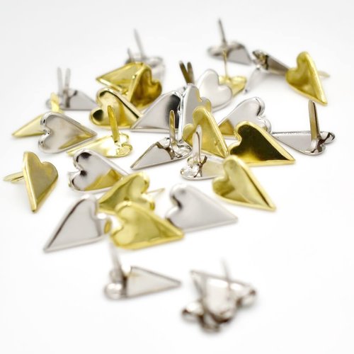 100 brads coeurs métalliques or et argent, attaches parisiennes pour scrapbooking fabrication de cartes, brads amour saint valentin
