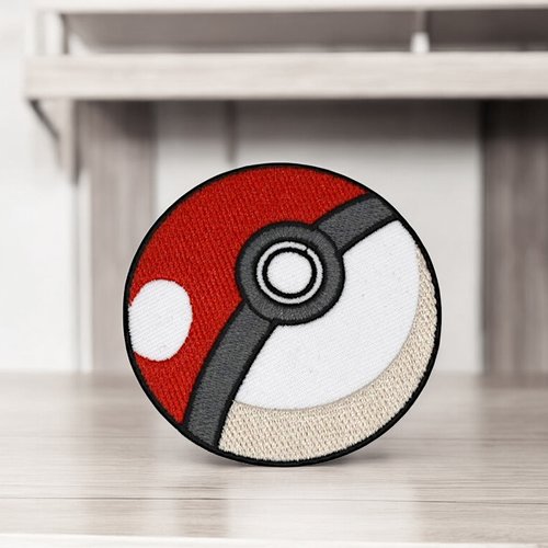 Patch brodé pokéball - ecusson thermocollant 7 cm