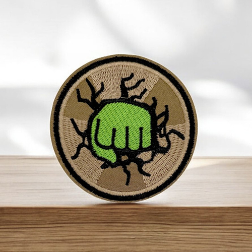 Patch brodé main vert hulk, univers des comics (marvel)