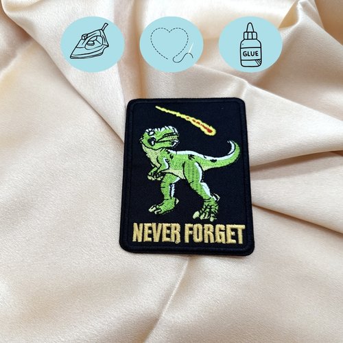 Patch thermocollant t-rex « never forget » – écusson drôle & original