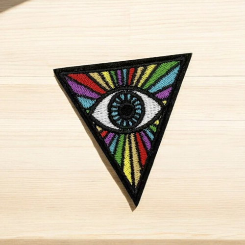 Patch brodé triangle, oeil de la providence, illuminati – écusson thermocollant 7 cm