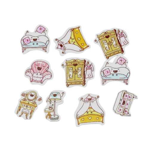 18 boutons en bois meubles, bureau, lit, canapé, coiffeuse, fauteuil...