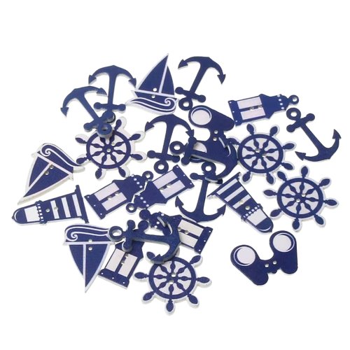 20 boutons en bois marine, océan
