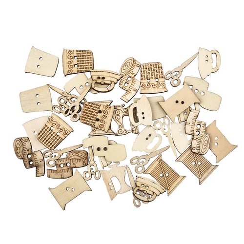 25 boutons couture en bois, naturel