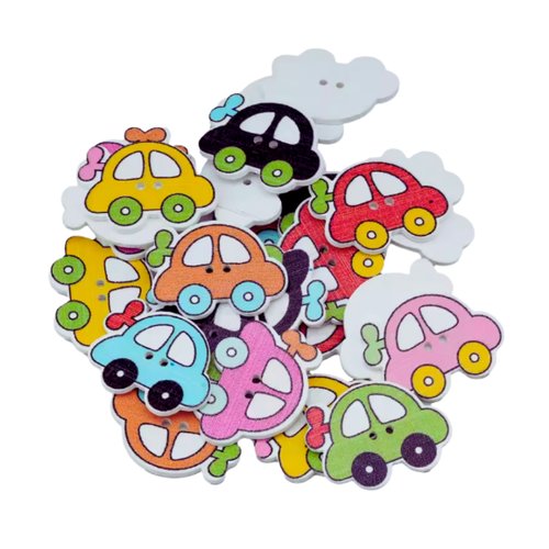 22 boutons en bois jouet voiture pour projets couture scrapbooking
