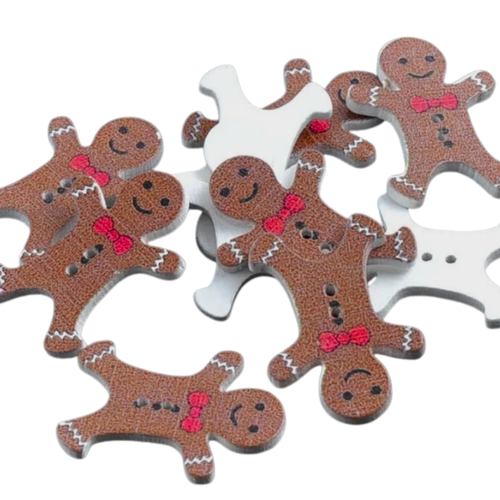 18 boutons en bois bonhomme pain d'épice noël pour projets scrapbooking, carterie et diy