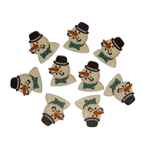 15 boutons en bois bonhomme de neige noël pour projets scrapbooking, carterie et diy