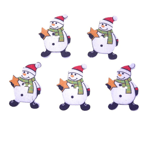 15 boutons bonhommes de neige, boutons noel, 3,2 cm - 2 trous