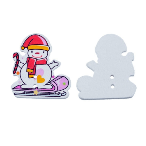 18 boutons bonhommes de neige, boutons noel, 3,5 cm - 2 trous