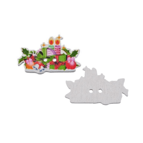 15 boutons en bois bougies de noel 3.5 cm - 2 trous