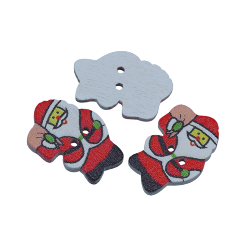 20 boutons en bois père noël 2 cm