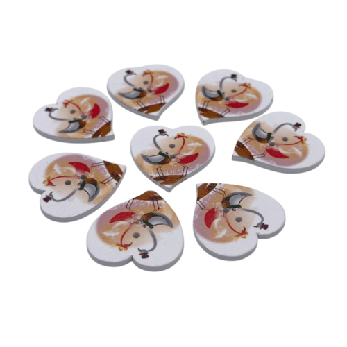 15 boutons coeurs, motifs flamants roses, projet scrapbooking