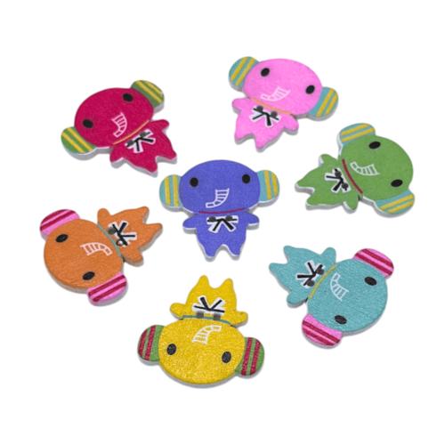 15 boutons éléphants en bois, boutons animaux, projet couture, scrapbooking, 2,7 cm