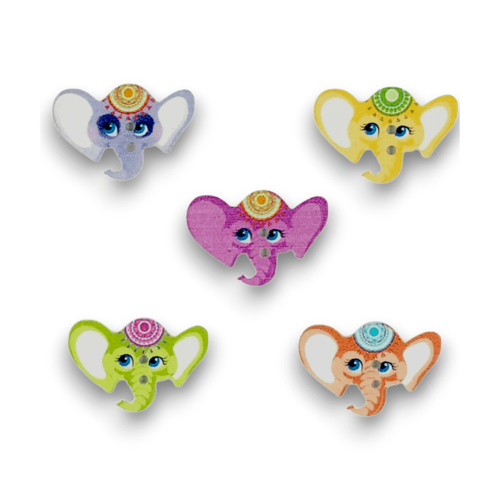 20 boutons éléphants en bois, boutons animaux, projet couture, scrapbooking, 2,8 cm