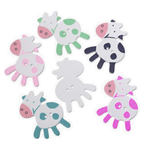 10 grands boutons vaches en bois, projet couture, scrapbooking,  4,5 cm
