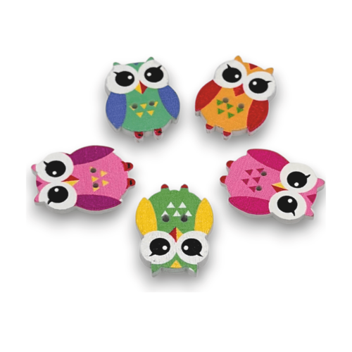 20 boutons hiboux en bois, projets couture, scrapbooking, customisation, 2,5 cm