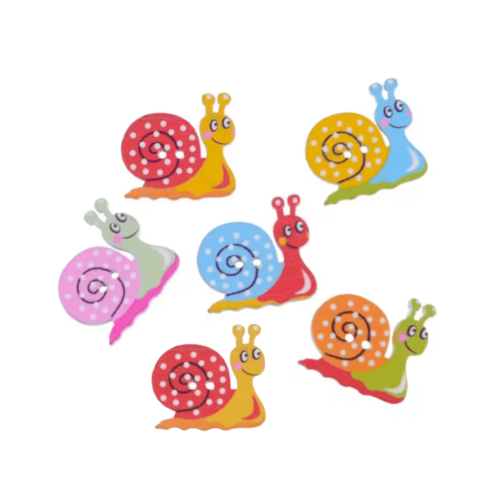 20 boutons escargots en bois pour projets couture, scrapbooking, diy 2,2 cm