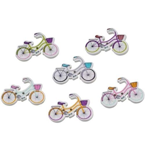 17 boutons vélo en bois, projet couture, bouture scrapbooking, 3 cm