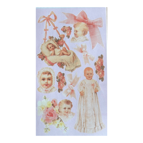 3 planches de stickers vintage bébé frances meyer scrapbooking, carterie, album
