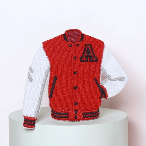 Patch brodé blouson, écusson veste rouge pour customisation de vêtements et accessoires
