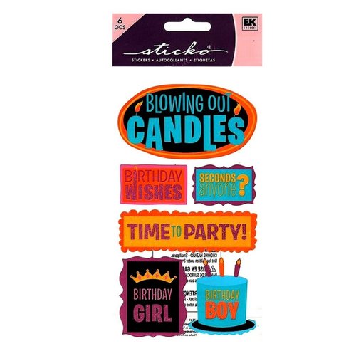 Stickers pailletés anniversaire birthday sticko, scrapbooking, carterie créative