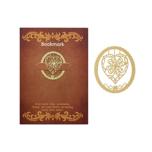 Marque pages en métal doré coeur