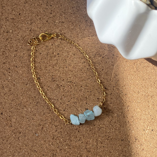 Bracelet chaine pierres bleues