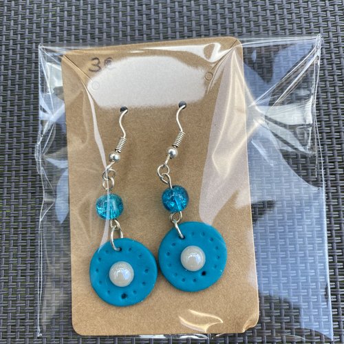 Boucles d’oreilles ronds bleus