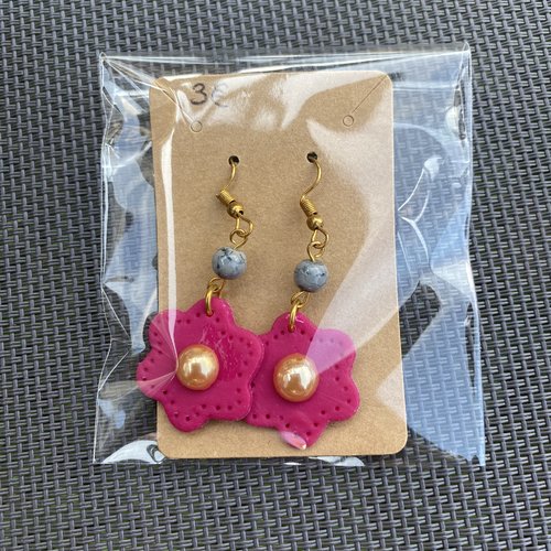 Boucles d’oreilles fleurs fuschias