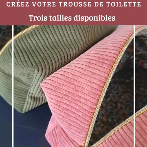 Trousse de toilette personnalisée en velours côtelé ,fait main en france,