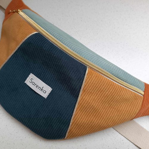 Sac banane velours côtelé,fait main en france,
