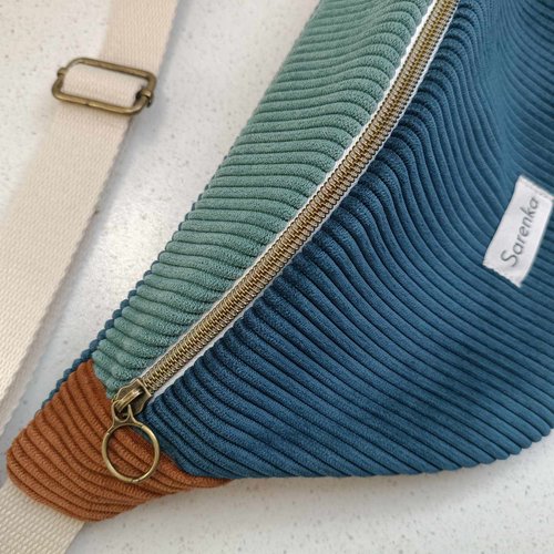 Sac banane velours côtelé,fabrication française,sac banane multicolore,