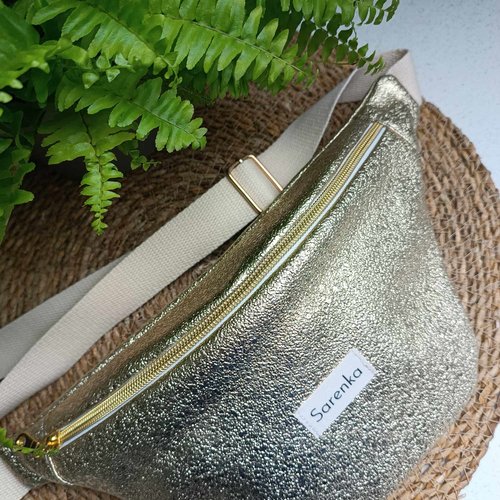 Sac banane velours côtelé,fabrication française,sac  multicolore,velours noir,sac banane simili cuir or,